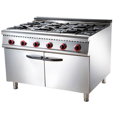 Gas de cocina comercial con 4/6 quemadores y gabinete en LPG2800-3700Pa