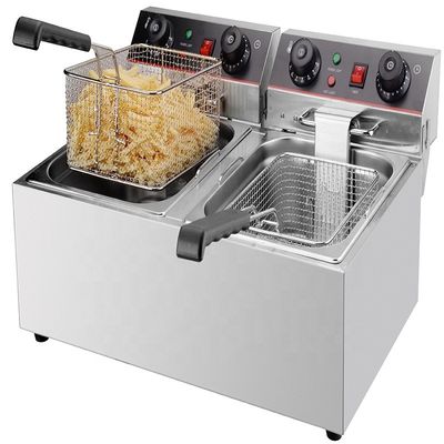 585x460x285mm Controlador de tiempo Máquina de freír papas fritas eléctricas con 2 cestas