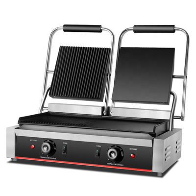 Grill eléctrico de contacto Superficie antiadherente y 1/2 ranuras para los requisitos del cliente