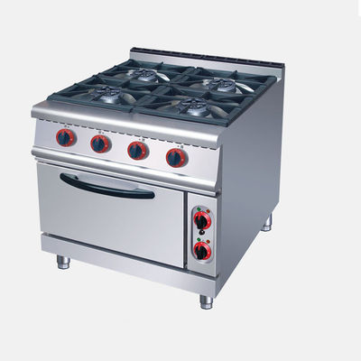 Estufas de gas de acero inoxidable y horno eléctrico para cocina de hotel con 4 quemadores y horno