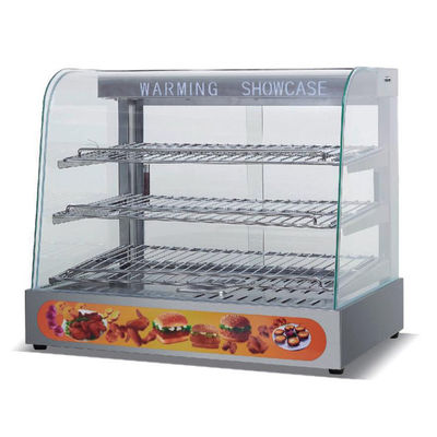Hoteles Restaurantes Vidrio eléctrico caliente de alimentos mostrador de calefacción Vitrina con revestimiento de plata