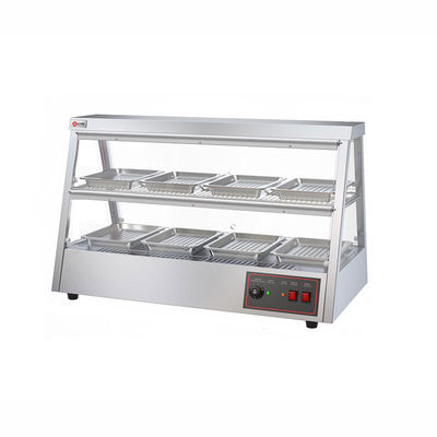 Ventaja de larga vida útil Vitrina de calentamiento de alimentos transparente con acero inoxidable