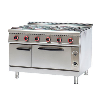 Gas de cocina comercial con 4/6 quemadores y gabinete en LPG2800-3700Pa