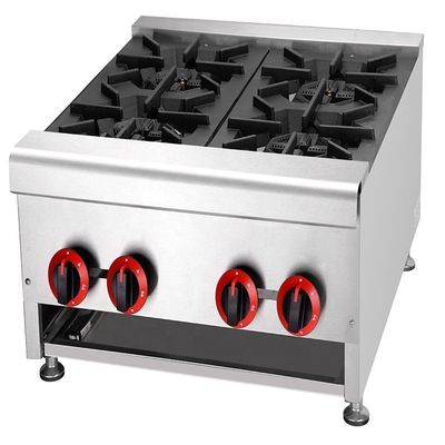 Estufas de gas de 30kW tipo mesa industrial con 4 quemadores LPG2800Pa