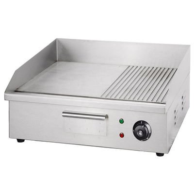Grill eléctrico para interiores con plato de cocción medio ranurado 550x425x225mm Producto doméstico