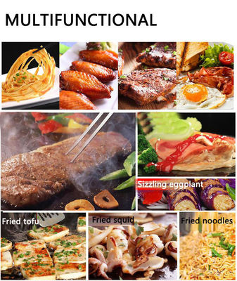 Grill eléctrico para interiores con plato de cocción medio ranurado 550x425x225mm Producto doméstico