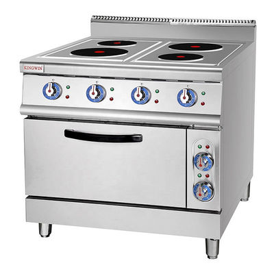 Cocina comercial 4 placas de cocina eléctrica con horno 380V 800x900x950mm