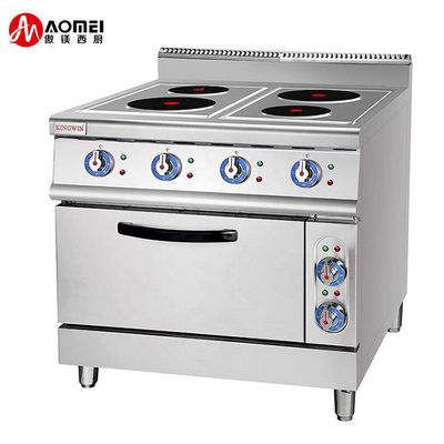 Cocina comercial 4 placas de cocina eléctrica con horno 380V 800x900x950mm