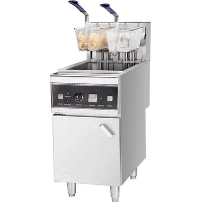 Friteras de cestas de tanque único de acero inoxidable de 28L de 18kW para equipos de cocina comerciales