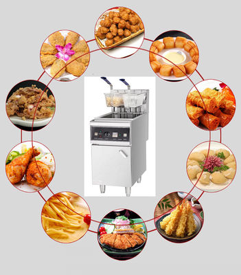 Friteras de cestas de tanque único de acero inoxidable de 28L de 18kW para equipos de cocina comerciales