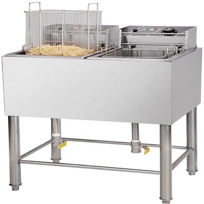 Fritadora eléctrica para la industria con mango de elevación y dimensiones externas de 660x600x1010 mm
