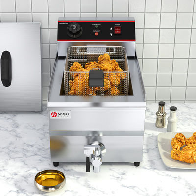 Máquina de freír papas fritas eléctricas de acero inoxidable con control de temperatura y cubierta 13L