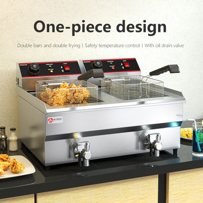 Máquina de freír papas fritas eléctricas de acero inoxidable con control de temperatura y cubierta 13L