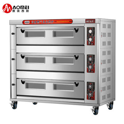 Horno de pizza de gas multifuncional de 3 cubiertas y 9 bandejas para hornear productos de trigo