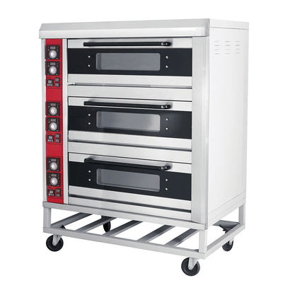 Fácil de operar Acero inoxidable Tres capas Eléctricos horno de pizza Maquinas de panadería ventaja