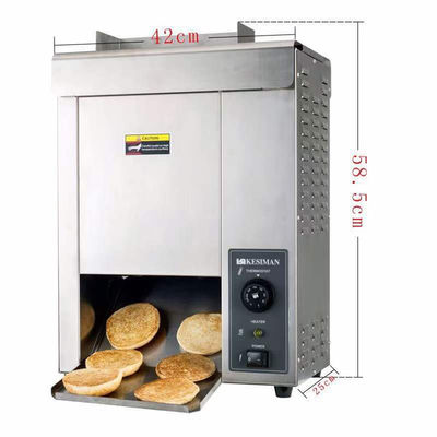 Tostadora eléctrica de cinta transportadora de 1600W para pan de hamburguesa en la industria alimentaria comercial