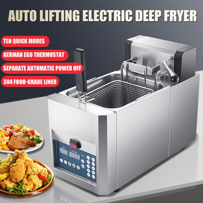 Fritero comercial de acero inoxidable de alto nivel de seguridad con elevación automática de la cesta