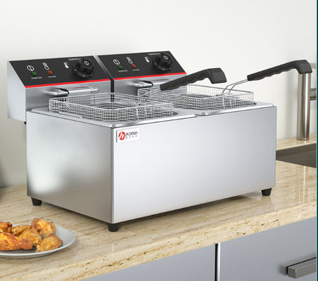 Fritera eléctrica comercial con capacidad de 6L*2 2 tanques y 2 cestas de acero inoxidable
