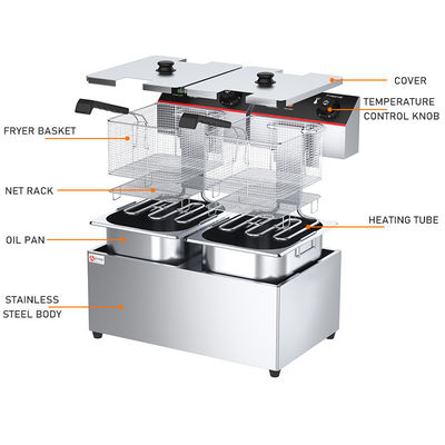 Restaurante de comida rápida cocina freidora profunda de 3.5KW para hoteles y restaurantes cocina