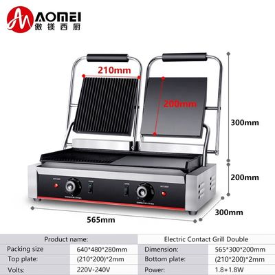 Grill eléctrico de contacto Superficie antiadherente y 1/2 ranuras para los requisitos del cliente
