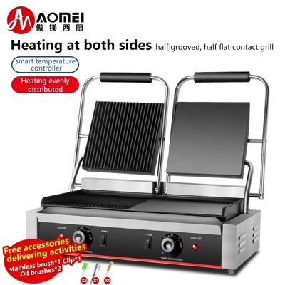 Grill eléctrico de contacto Superficie antiadherente y 1/2 ranuras para los requisitos del cliente