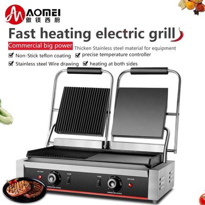 Grill eléctrico de contacto Superficie antiadherente y 1/2 ranuras para los requisitos del cliente