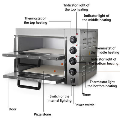 Horno eléctrico de pizza comercial con piedra de pizza Temperatura 50-350 ° C Capacidad 30 KG
