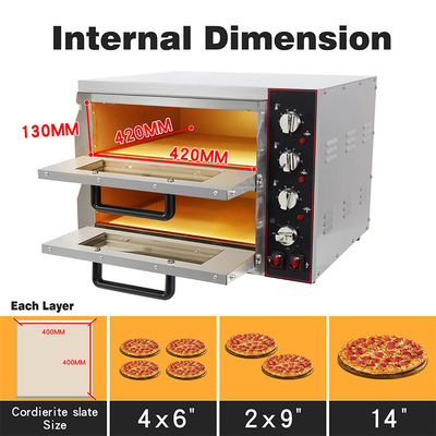 Equipo de cocina de panadería de doble capa Horno eléctrico de pizza para cocinas comerciales
