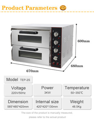 Equipo de cocina de panadería de doble capa Horno eléctrico de pizza para cocinas comerciales