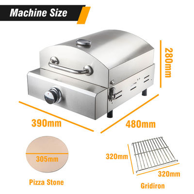 Horno portátil de pizza a gas para camping al aire libre fiesta de jardín de acero inoxidable 390*480*280mm