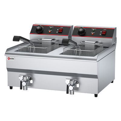 Fritero eléctrico de doble depósito con válvula de aceite y rango de temperatura de 60 a 200 grados