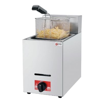Fritadora de gas LPG de acero inoxidable de 6 litros para cocina de hotel 1 tanque 1 cesta 340x630x610