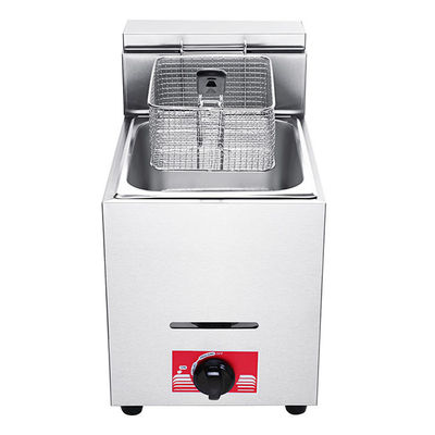 Fritadora de gas LPG de acero inoxidable de 6 litros para cocina de hotel 1 tanque 1 cesta 340x630x610