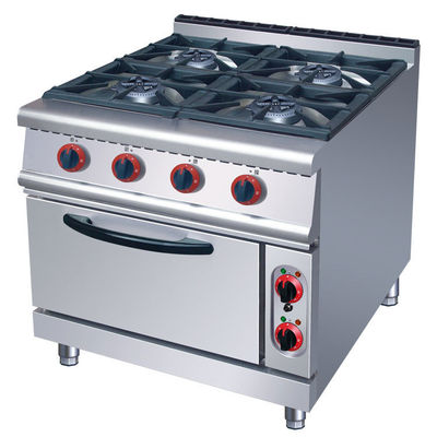 Estufas de gas de acero inoxidable y horno eléctrico para cocina de hotel con 4 quemadores y horno