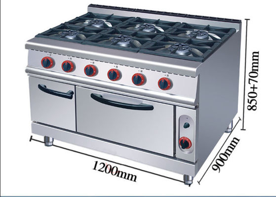 Comercial 6 quemadores horno de gas Range estufa 220KG Capacidad y tensión V LPG2800PA