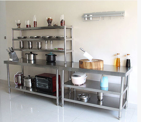 Hotel Buffet Equipo de comidas de acero inoxidable Cocina Mesa de trabajo 1.2/1.5/1.8/2.0M longitud
