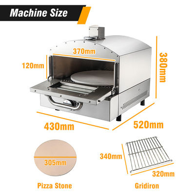 Tamaño de la parrilla 340*320mm Horno de pizza a gas para camping Fiesta de jardín hornear deliciosas pizzas