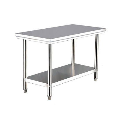 Tabla de trabajo de acero inoxidable multifuncional para laboratorio derribado en acabado plateado