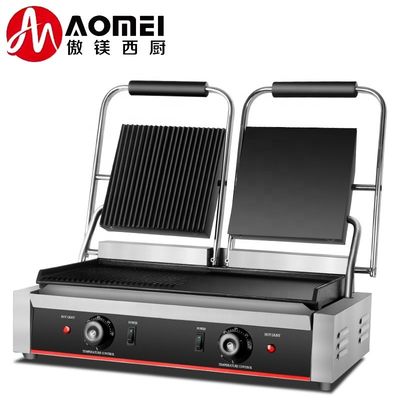 Hotel Grill eléctrico de contacto de acero inoxidable Panini Prensa Griddle Sándwich fabricante
