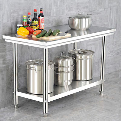 Plata Hotel Buffet Equipo de comidas de acero inoxidable Mesa de trabajo 1.2/1.5/1.8M para cocina