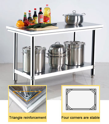 Plata Hotel Buffet Equipo de comidas de acero inoxidable Mesa de trabajo 1.2/1.5/1.8M para cocina