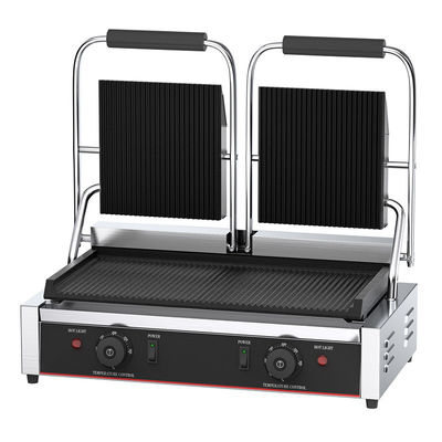 Grill eléctrico de contacto 565x370x190mm Placa de barbacoa caliente con doble placa de Panini con ranuras