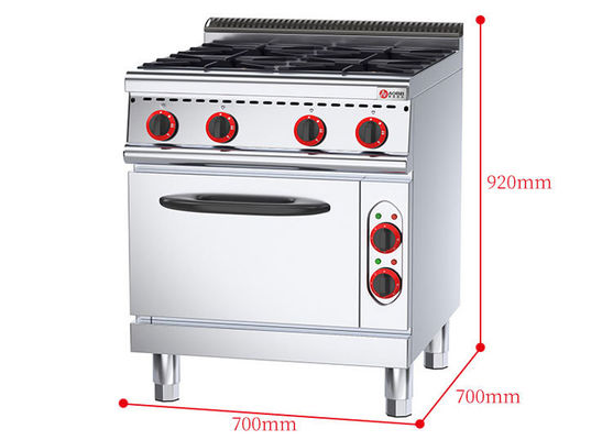 Horno eléctrico gama de gas comercial 4 quemadores para la cocina del restaurante 143KG Capacidad