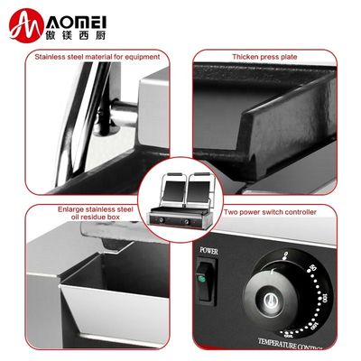 Grill eléctrico profesional sin adhesiones de doble cara Tienda de parrilla inferior Tamaño 210 * 200 x 2 mm
