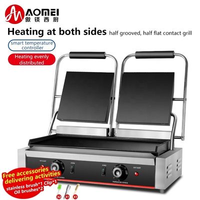 Grill eléctrico profesional sin adhesiones de doble cara Tienda de parrilla inferior Tamaño 210 * 200 x 2 mm