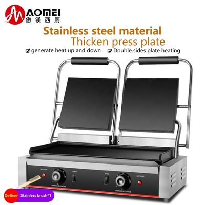 Grill eléctrico profesional sin adhesiones de doble cara Tienda de parrilla inferior Tamaño 210 * 200 x 2 mm