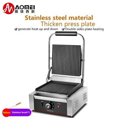 Grill eléctrico Panini Maker comercial con superficie de cocción no adhesiva y placas de sándwich
