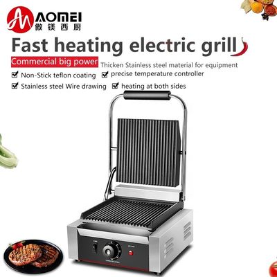 Grill eléctrico Panini Maker comercial con superficie de cocción no adhesiva y placas de sándwich