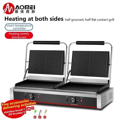 Grill eléctrico con recubrimiento de esmalte antiadherente para tostadoras comerciales de hamburguesas