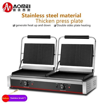 Grill eléctrico con recubrimiento de esmalte antiadherente para tostadoras comerciales de hamburguesas